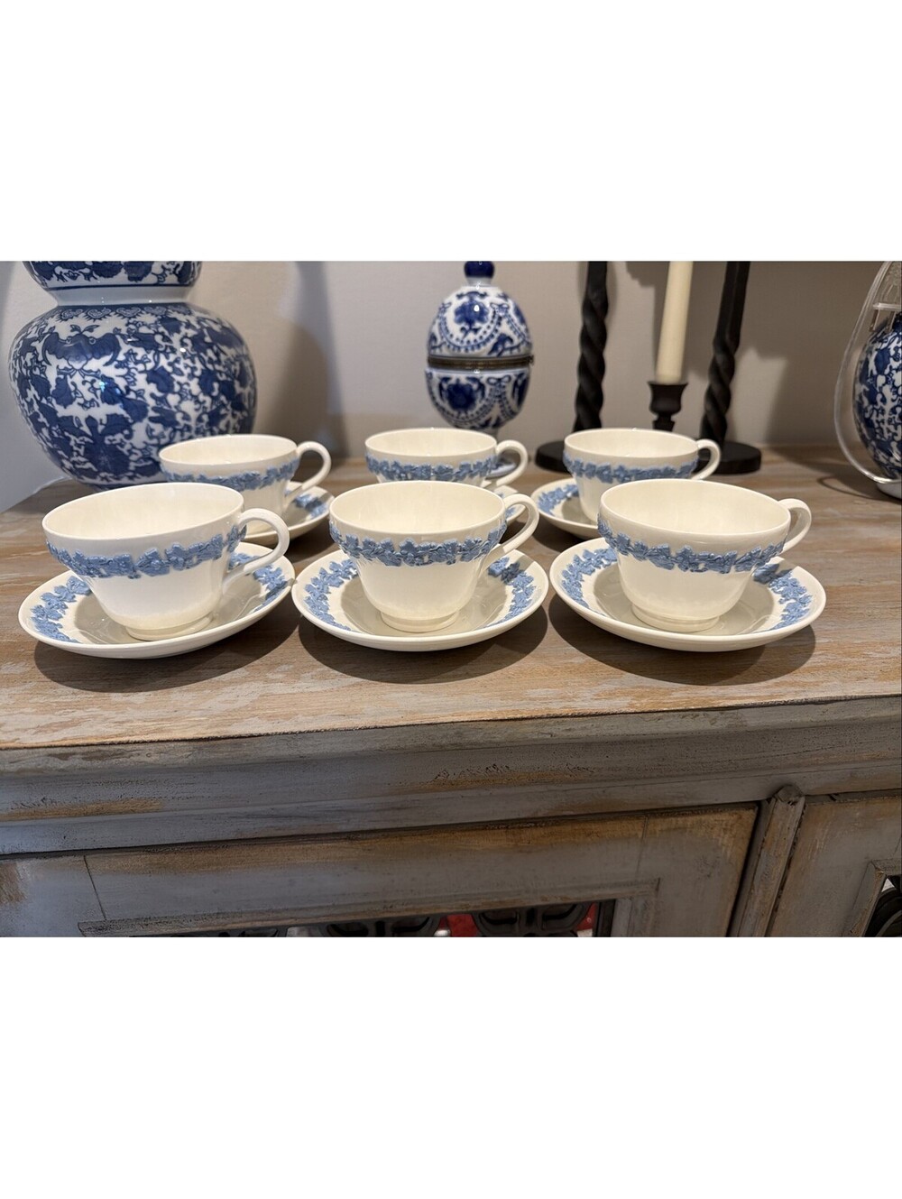Wedgwood Queensware Lavender on Cream Tea Cup & Saucer Set – 6 Sets